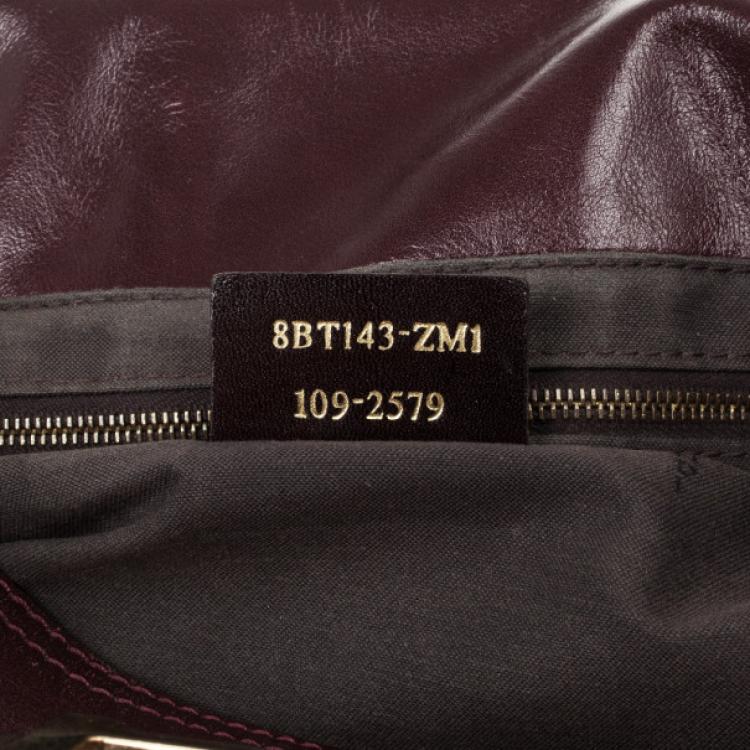 Pre Owned Fendi Maroon Maxi Borsa Vitello Baguette Shoulder Bag