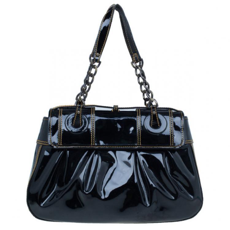 Pre Owned Fendi Black Patent Leather B Bag