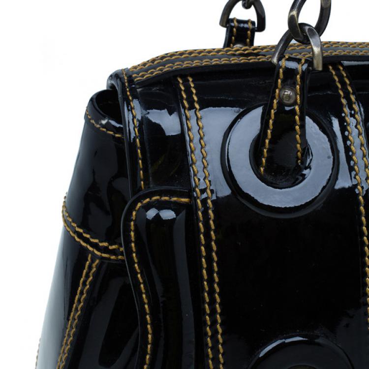 Pre Owned Fendi Black Patent Leather B Bag