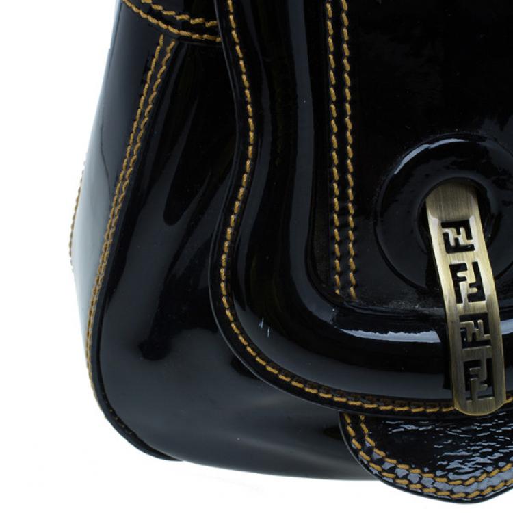 Pre Owned Fendi Black Patent Leather B Bag