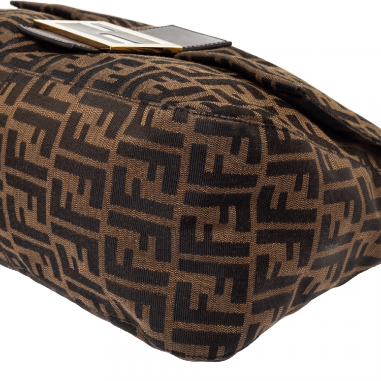 Pre Owned Fendi Tobacco Zucca Canvas and Leather Big Mama Forever Shoulder Bag