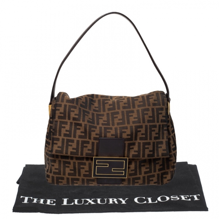 Pre Owned Fendi Tobacco Zucca Canvas and Leather Big Mama Forever Shoulder Bag