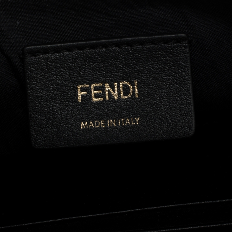 Pre Owned Fendi Black/Brown Zucca Embossed Logo Leather Liberty Belt Bag