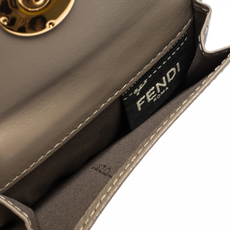 مملوكة مسبقًا Fendi Beige Leather F is Fendi  Small Wallet
