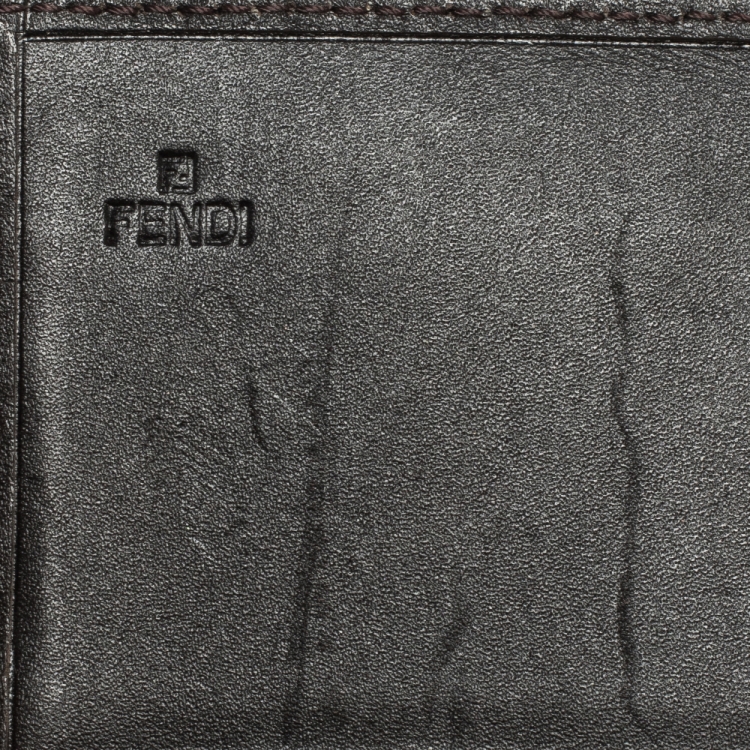Pre Owned Fendi Tobacco Zucca Canvas and Leather Flap Continental Wallet