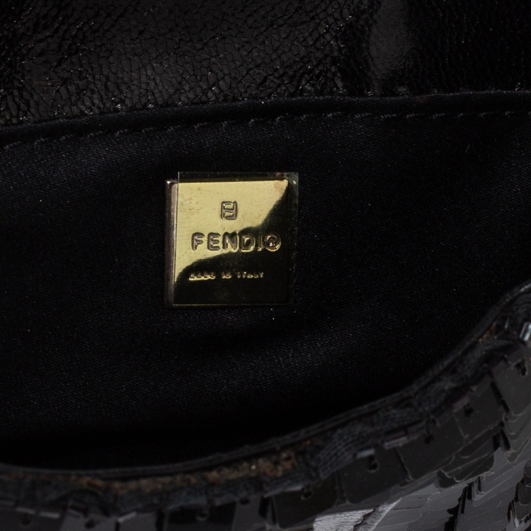 Pre Owned Fendi Black Sequin and Leather Bag