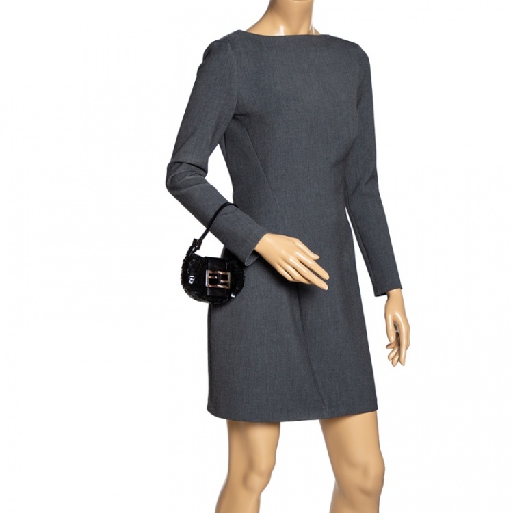 Pre Owned Fendi Black Sequin and Leather Bag