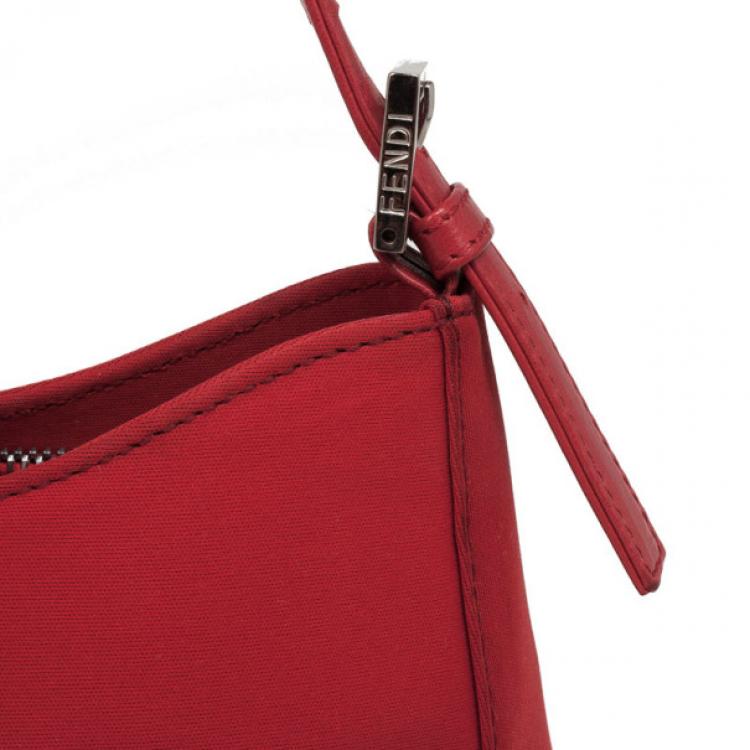 Pre Owned Fendi Red Mini Baguette Bag