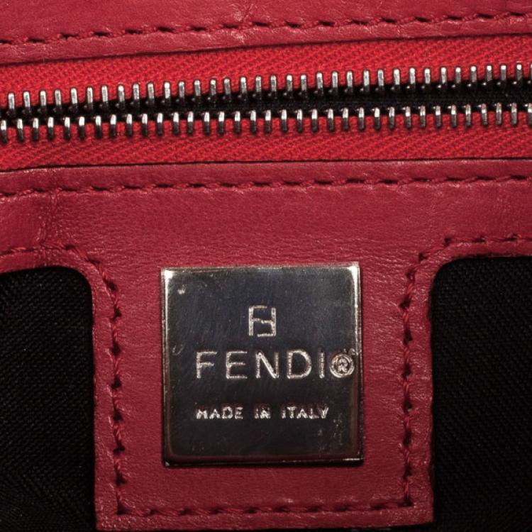 Pre Owned Fendi Red Mini Baguette Bag