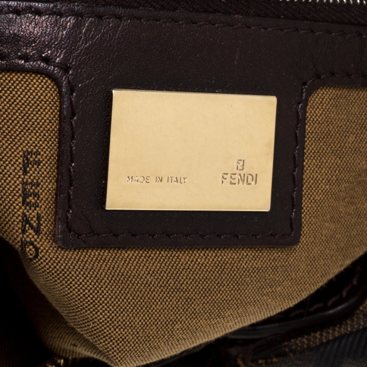 Pre Owned Fendi Tobacco Zucca Canvas and Leather Chef Chain Link Hobo