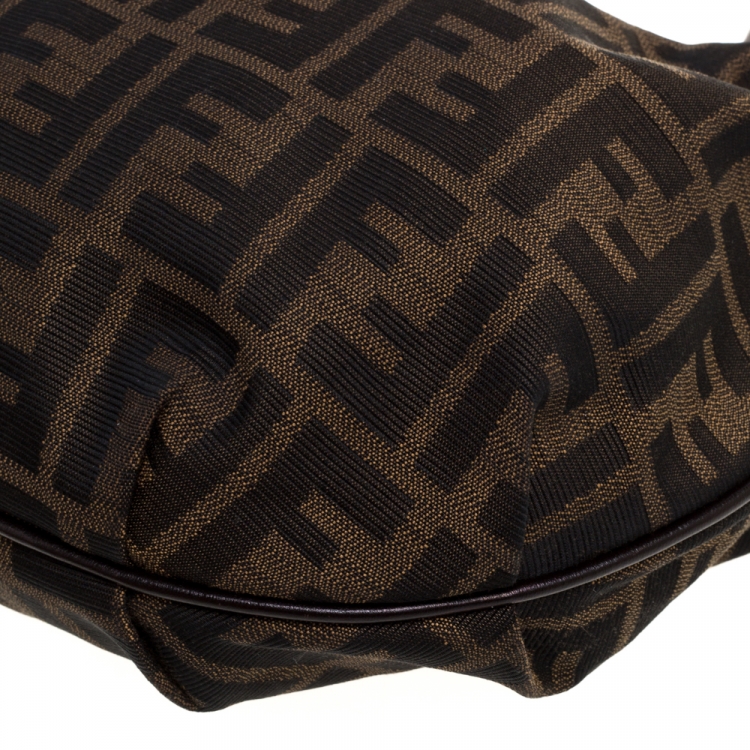 Pre Owned Fendi Tobacco Zucca Canvas and Leather Chef Chain Link Hobo
