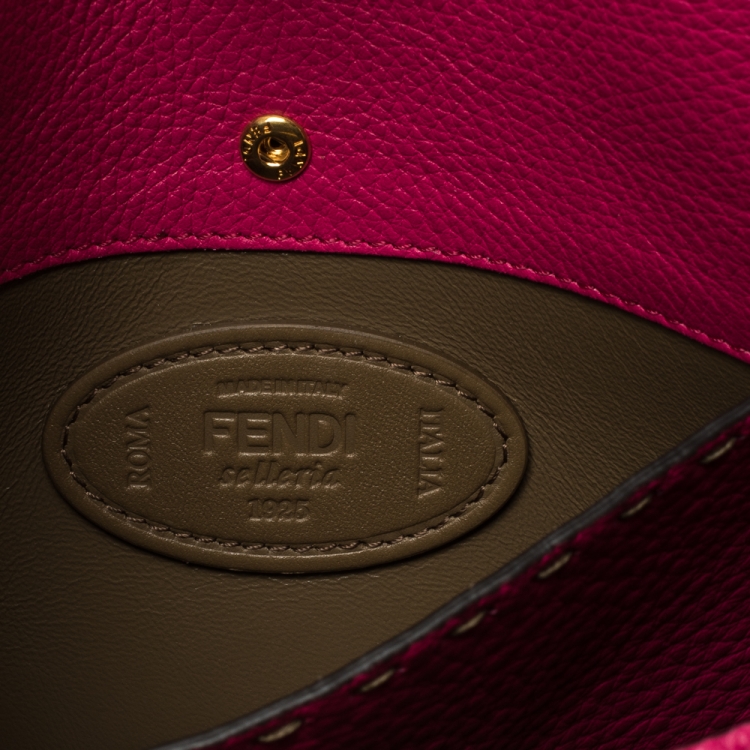 Pre Owned Fendi Magenta Leather Peekaboo X-Lite Top Handle Bag