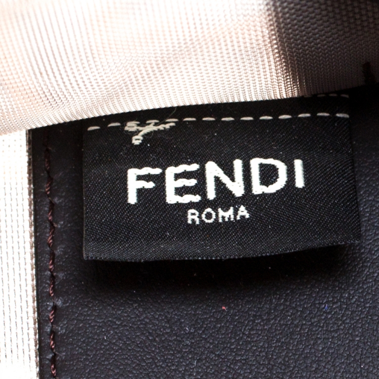 مملوكة مسبقًا Fendi Brown Zucca Mesh and Leather Small Peekaboo Defender Pouch