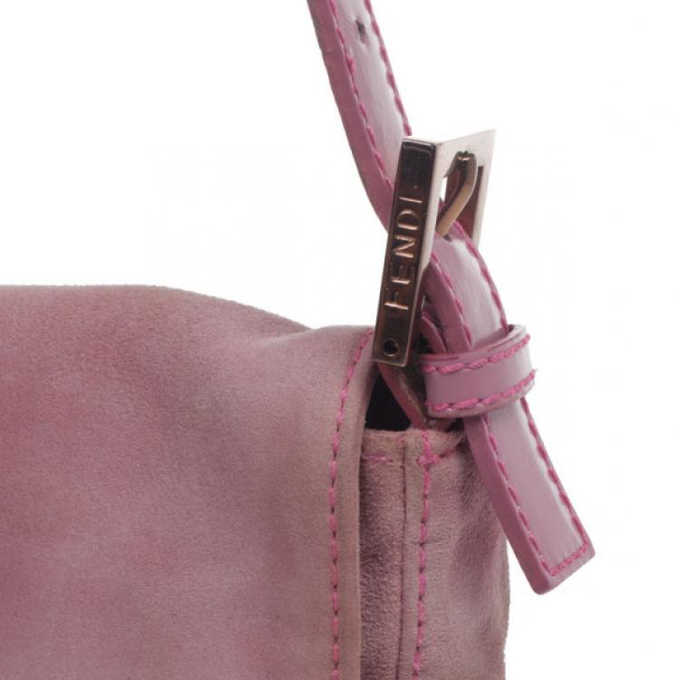 Fendi Pink Suede Mini Baguette