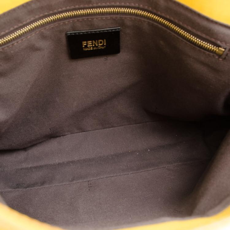 Pre Owned Fendi Yellow Maxi Borsa Vitello Baguette Shoulder Bag 