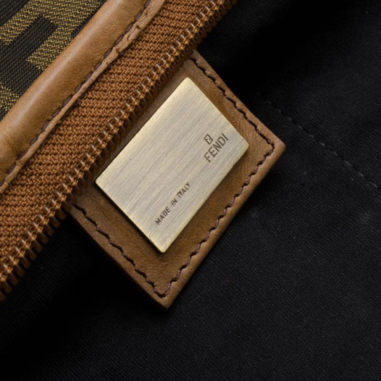 Pre Owned Fendi Tobacco Zucca Canvas Large Boston Bag
