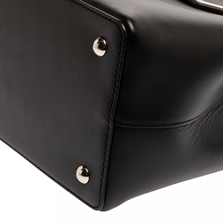Pre Owned Fendi Black Leather Studded Petite 2Jours Tote