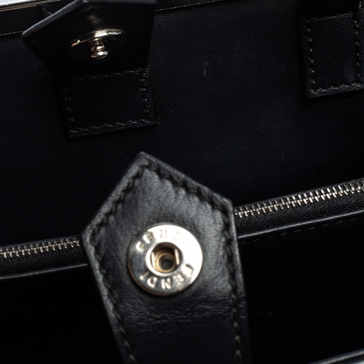 Pre Owned Fendi Black Leather Studded Petite 2Jours Tote
