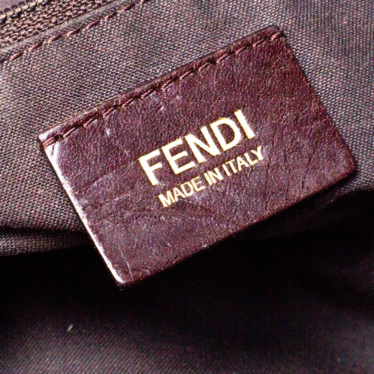 Pre Owned Fendi Tobacco Zucca Canvas and Patent Leather Mia Flap Bag