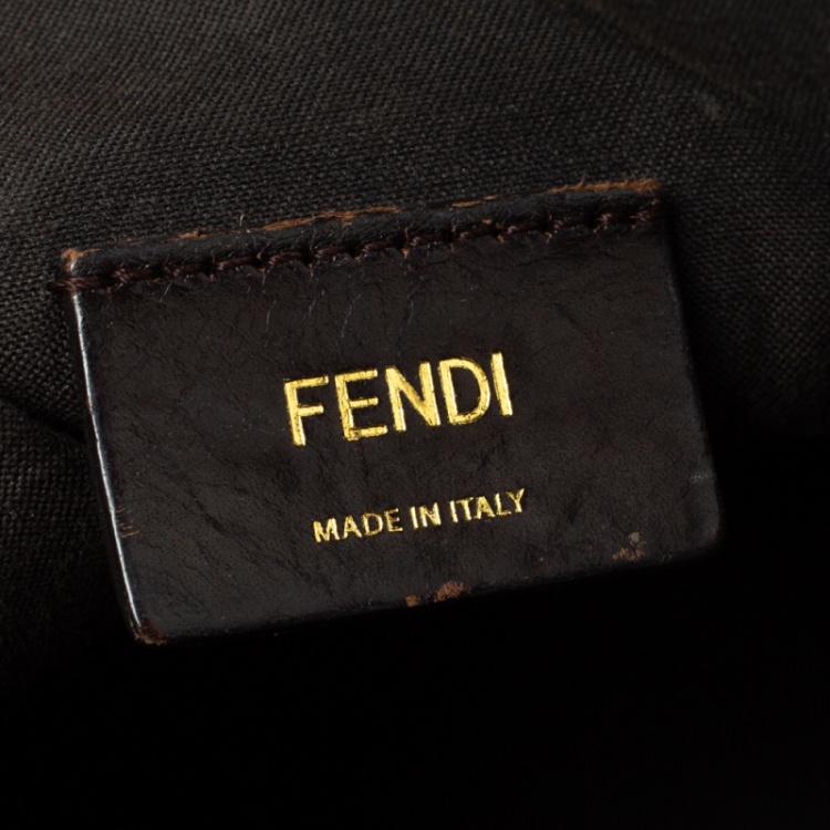 Pre Owned Fendi Tobacco/Magenta Zucca Canvas Forever Bauletto Boston Bag