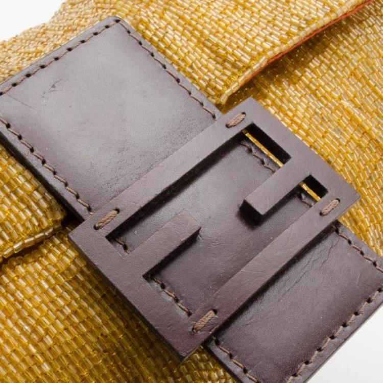 Pre Owned Fendi Golden Beaded Baguette Bag 