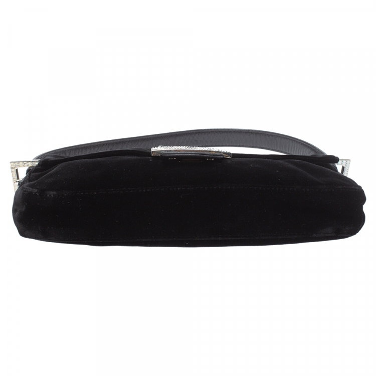 Pre Owned Fendi Black Velvet and Leather Mama Baguette Bag
