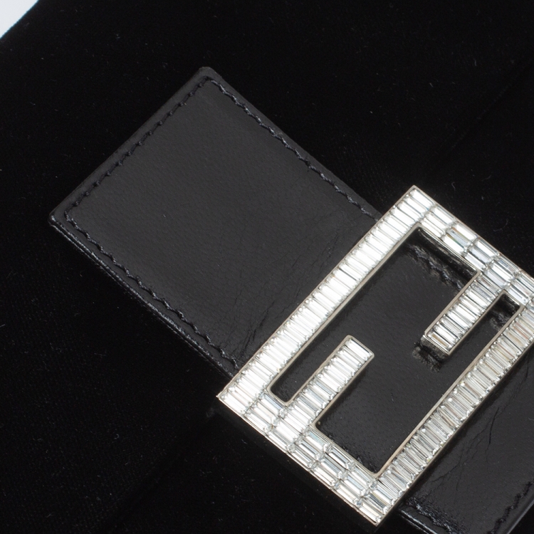 Pre Owned Fendi Black Velvet and Leather Mama Baguette Bag