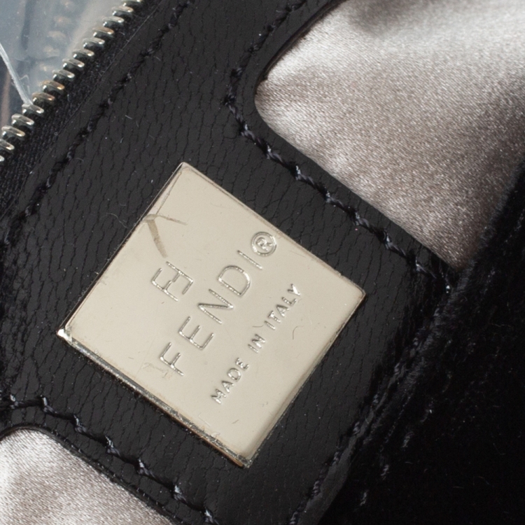 Pre Owned Fendi Black Velvet and Leather Mama Baguette Bag