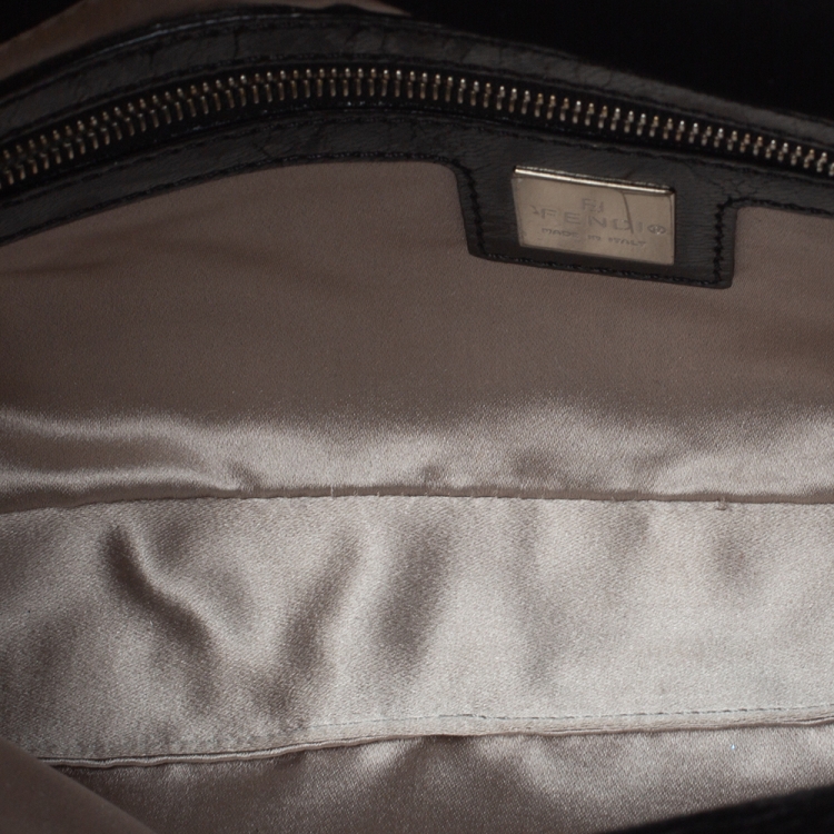 Pre Owned Fendi Black Velvet and Leather Mama Baguette Bag