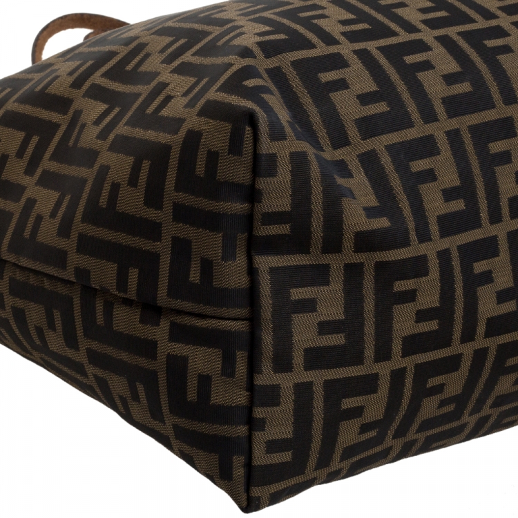 Pre Owned Fendi Tobacco Zucca Canvas and Leather Shopper Tote