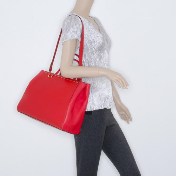 Fendi Red Leather '2Jours' Tote Bag - Fendi