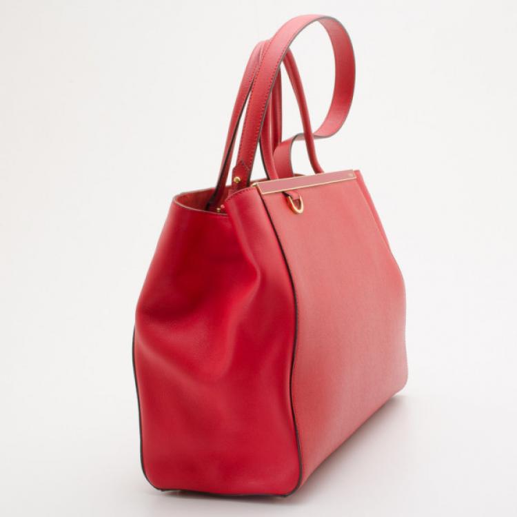 Pre Owned Fendi Red Leather 2Jours Shopper Tote 