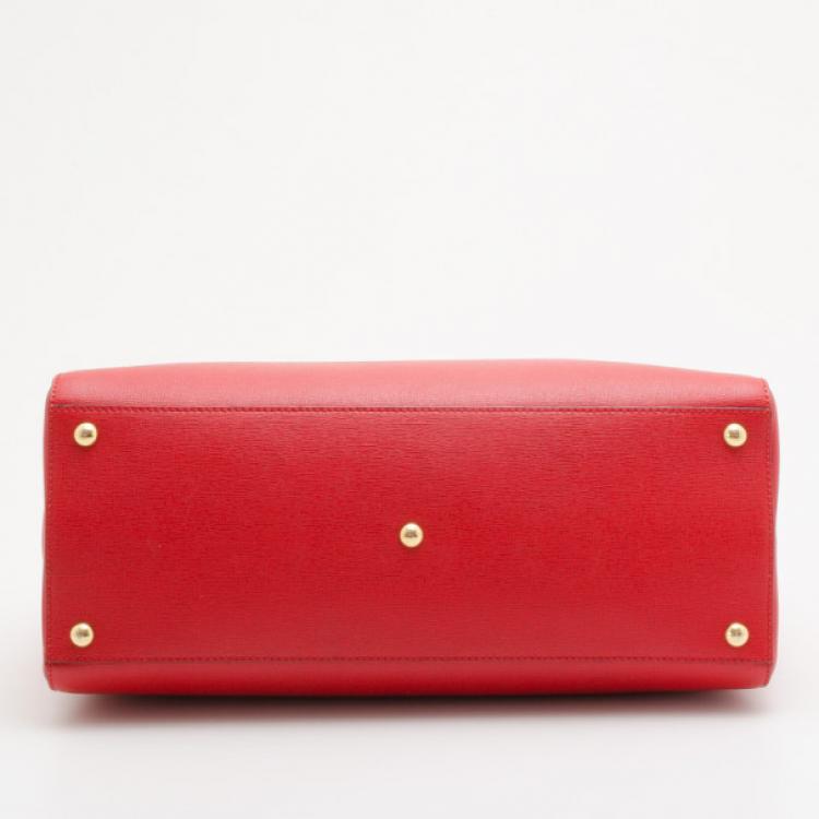 Pre Owned Fendi Red Leather 2Jours Shopper Tote 