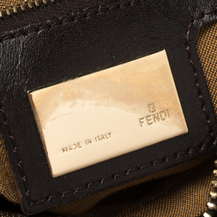 Pre Owned Fendi Tobacco Zucca Canvas and Leather Chef Chain Link Hobo