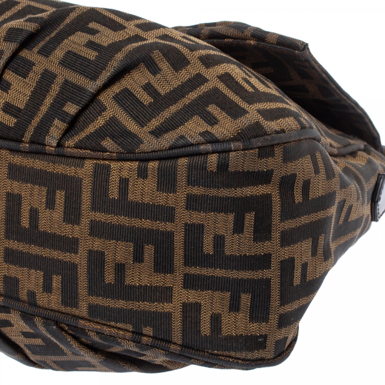 Pre Owned Fendi Tobacco Zucca Canvas Mia Flap Shoulder Bag