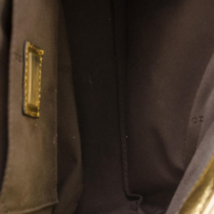 Pre Owned Fendi Metallic Gold Patent 'B' Bag