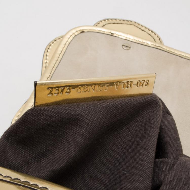 Pre Owned Fendi Metallic Gold Patent 'B' Bag