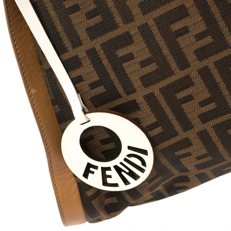 Pre Owned Fendi Tobacco/Tan Zucca Canvas and Leather Chef Tote