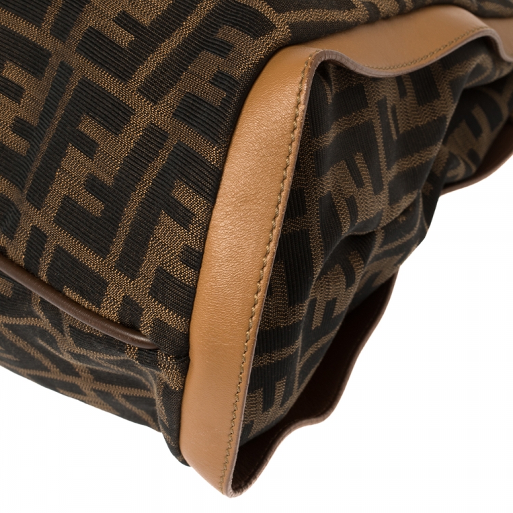 Pre Owned Fendi Tobacco/Tan Zucca Canvas and Leather Chef Tote