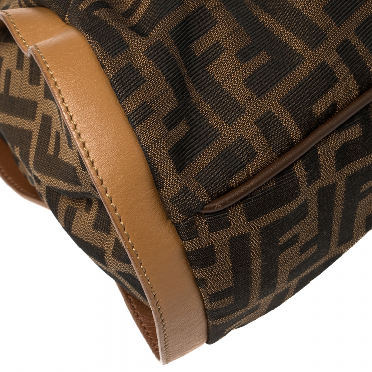 Pre Owned Fendi Tobacco/Tan Zucca Canvas and Leather Chef Tote