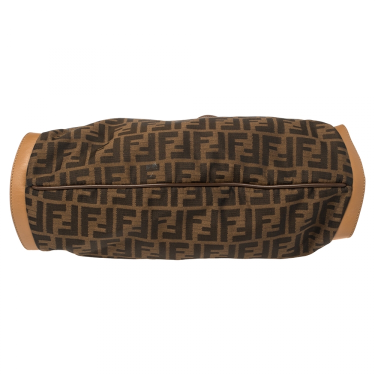 Pre Owned Fendi Tobacco/Tan Zucca Canvas and Leather Chef Tote