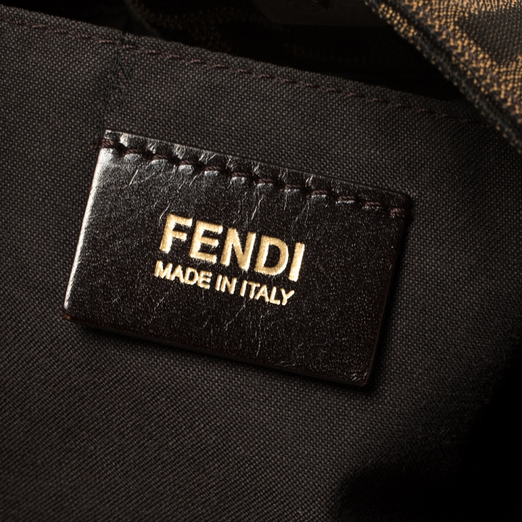 Pre Owned Fendi Tobacco/Tan Zucca Canvas and Leather Chef Tote