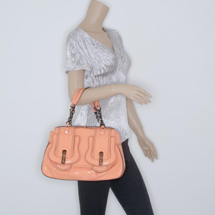 Pre Owned Fendi Patent Leather B Bag 