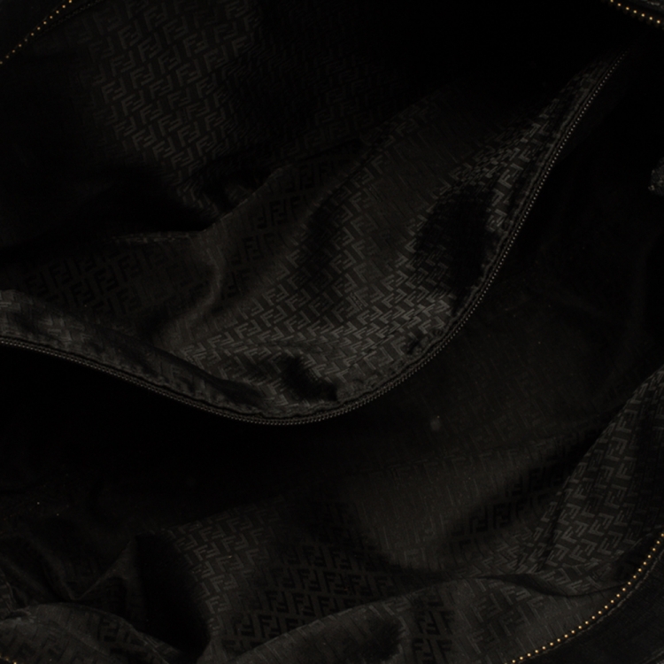 Pre Owned Fendi Black Zucca Coated Canvas Spalmati Roll Shopper Tote
