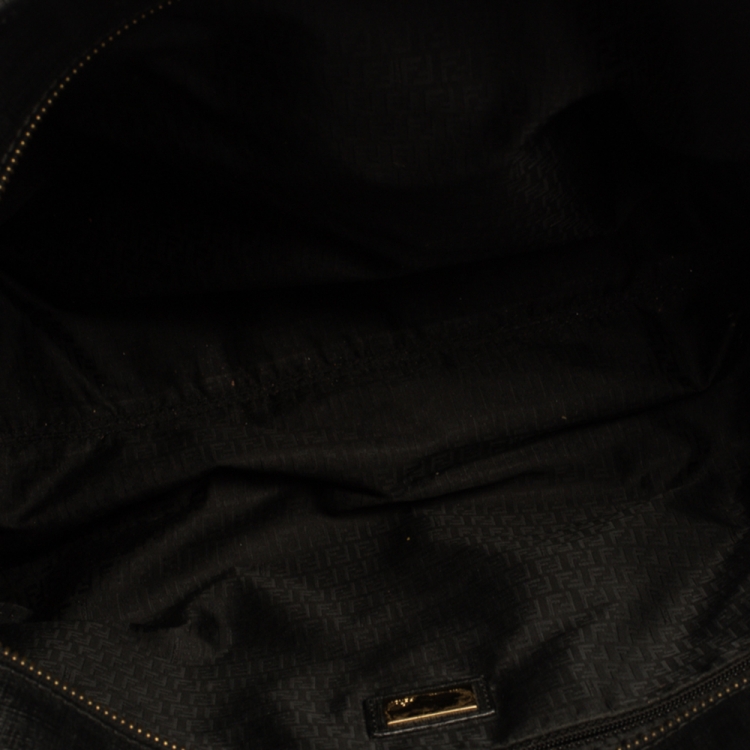 Pre Owned Fendi Black Zucca Coated Canvas Spalmati Roll Shopper Tote