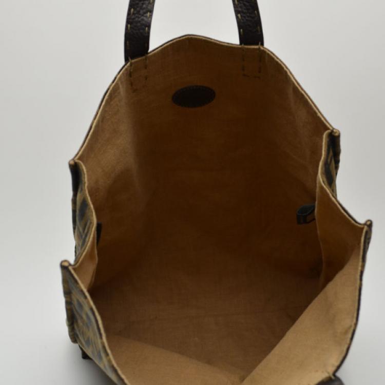 Pre Owned Fendi Zucca Canvas Vertical Shopper Tote