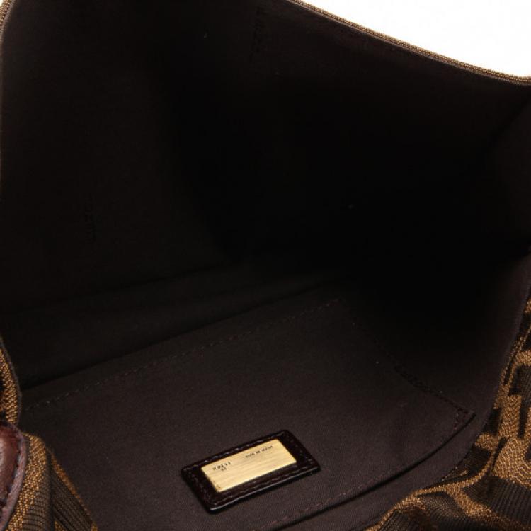Pre Owned Fendi Tobacco Monogram Zucca Shoulder Bag 