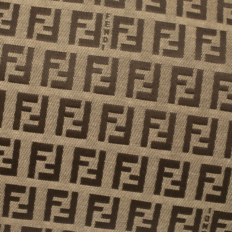 Pre Owned Fendi Beige/Brown Zucchino Canvas and Leather Baguette Bag