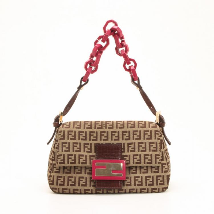 مملوكة مسبقًا Fendi Zucchino Mini Mama Bag with Pink Trim 