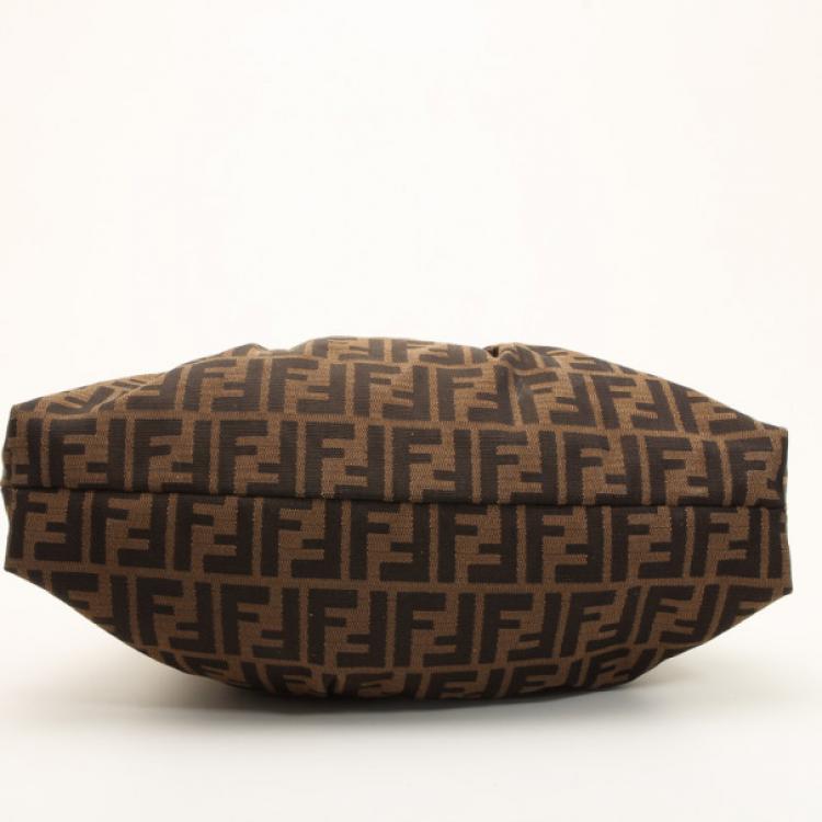 Pre Owned Fendi Zucca Chef Hobo with Metallic Leather Trim